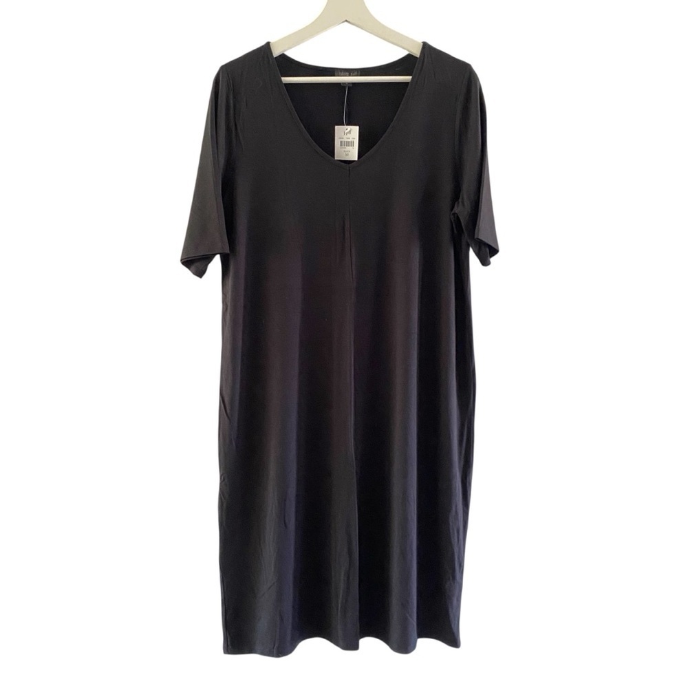 NEW J. Jill Wearever Collection Black Short Sleeve Back Casual Dress Size Medium